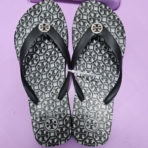 Tory Burch Monochrome Patterned Flip Flops